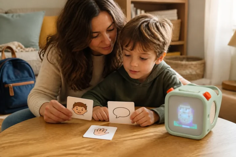 Un enfant cherche les émotions et les intentions d un personnage après une histoire sur Yoto