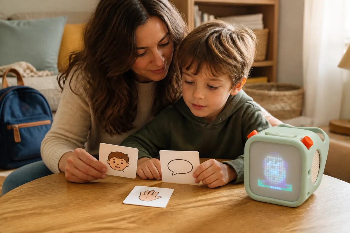 Un enfant cherche les émotions et les intentions d un personnage après une histoire sur Yoto