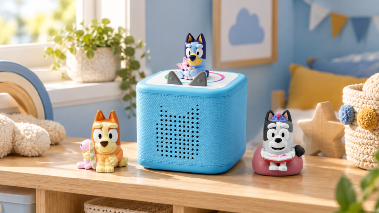 Toniebox 2 Bleu Ciel avec les figurines Bluey, Bingo et Muffin