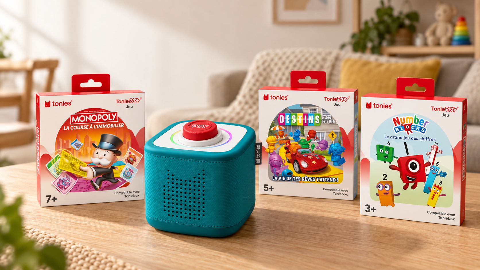 Toniebox 2 avec contrôleur Tonieplay et jeux Monopoly, Destins et Numberblocks